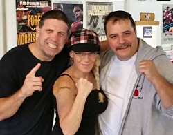 Peter McNeeley, Annarita Petrosillo-O'Keefe and Cliff Phippen at the South Shore Boxing gym